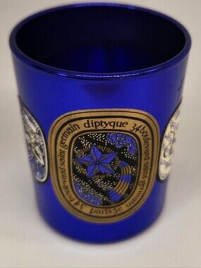 Empty Diptyque Christmas Candle holder - encens etoile - RARE 2016 Blue - votive